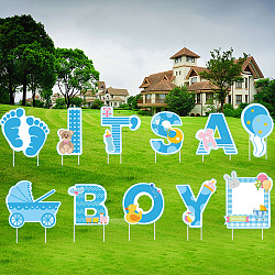 Plastic Yard Signs Display Decorations, for Outdoor Garden Decoration, Word, Blue, 323x323x4mm(DIY-WH0248-022)