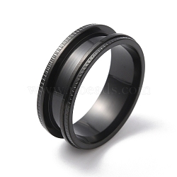 Stainless Steel Grooved Finger Ring for Men Women, Electrophoresis Black, Inner Diameter: 20mm(RJEW-WH0004-30E-EB)