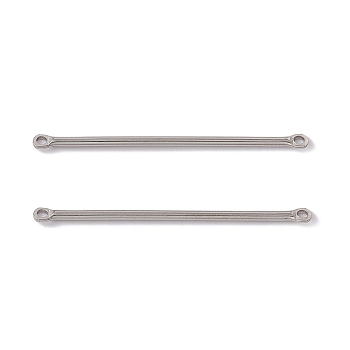 304 Stainless Steel Connector Charms, Bar Shape, Stainless Steel Color, 30x2.5x1.5mm, Hole: 1.4mm
