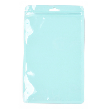 Macaron Color Plastic Yin-yang Zip Lock Bags, Resealable Bags, Self Seal Bags, Top Seal, Rectangle, Pale Turquoise, 21.1x12.9x0.15cm, Unilateral Thickness: 2 Mil(0.05mm)