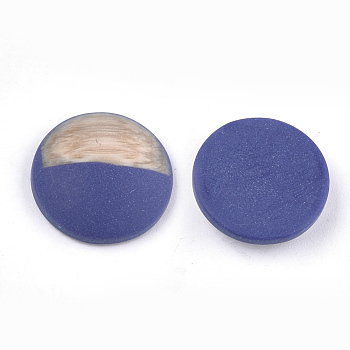 Resin Cabochons, Imitation Wood Grain, Dome/Half Round, Blue, 12x5.5mm