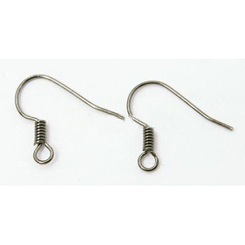 Brass Earring Hooks, with Horizontal Loop, Platinum, 15~17.5mm, Hole: 1.5mm