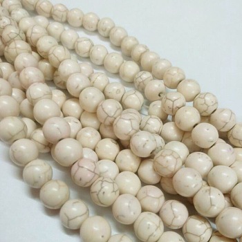 Synthetic Magnesite Beads, Round, White, 8mm, Hole: 0.8mm, about 1400pcs/kg