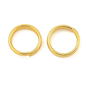 Brass Split Rings, Double Loops Jump Rings, Real 18K Gold Plated, 7x2mm, Inner Diameter: 6mm, Single Wire: 0.7mm, 144pcs/20g