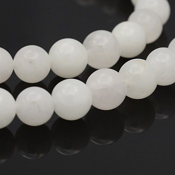 Natural Round White Jade Bead Strands, 12mm, Hole: 1mm, about 34pcs/strand, 15.7 inch