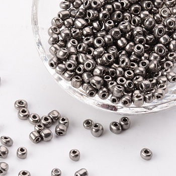 6/0 Glass Seed Beads Small Beads, Round Hole Rocailles, Opaque Gray, about 4mm in diameter, about 4500pcs/pound