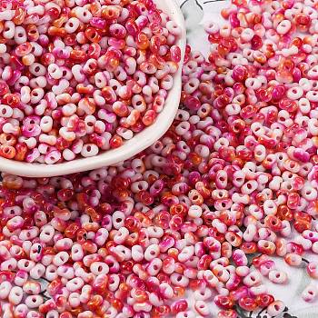 Baking Paint Glass Seed Beads, Round Hole, Peanut, Red, 4.5x2.5x2.5mm, Hole: 1mm, about 15000pcs/pound