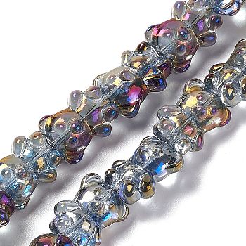 Electroplate Glass Beads Strands, Half Rainbow Plated, Bear, Purple, 15x12x8.5mm, Hole: 1mm, about 44pcs/strand, 25.20 inch(64cm)