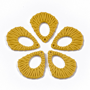 Acrylic Pendants, Imitation Woven Rattan Pattern, Kite, Gold, 41x34x4mm, Hole: 1.8mm