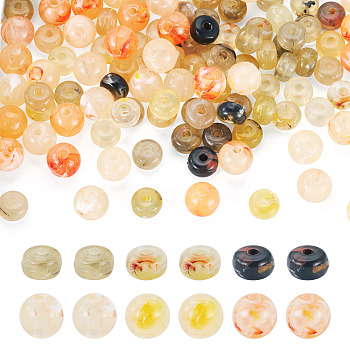 110Pcs 2 Bags 2 Styles Transparent Acrylic Beads, Round & Flat Round, Mixed Color, 7~7.5x4~7.5mm, Hole: 1.8~2mm, 1bag/style