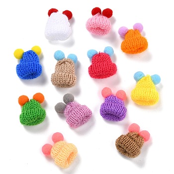 Handmade Wool Woven Hat Decoration, DIY Craft Decoration, Mixed Color, 38x33x19mm