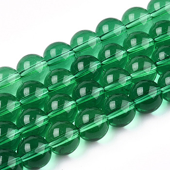 Transparent Glass Beads Strands, Round, Sea Green, 8~8.5mm, Hole: 1.5mm, about 51~53pcs/strand, 14.96 inch~15.55 inch(38~39.7cm)