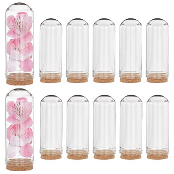 Glass Dome Cloche Cover, Bell Jar, with Cork Base, For Doll House Container, Dried Flower Display Decoration, Clear, 71.5x28mm, 10pcs/box