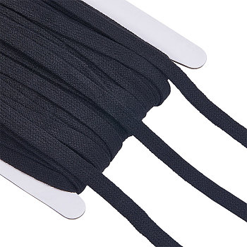 30 Yards Polycotton Ribbons, for Bag Strap Making, Flat, Black, 10mm
