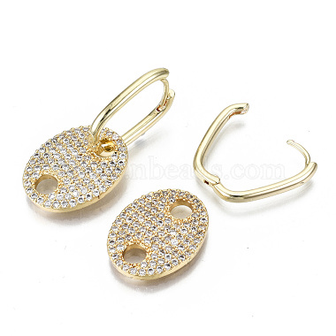 Boucle d'oreille huggie huggie en laiton micro pave clair(EJEW-N011-44G)-3