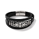 bracelets multibrins pour hommes avec cordon en cuir pu noir(BJEW-K243-12AS)-1