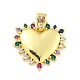 Heart Rack Plating Brass Micro Pave Colorful Cubic Zirconia Pendants(KK-Z053-01G)-1