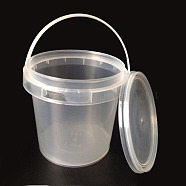 Drum Plastic Buckets, Bead Storage Containers with Lids, Clear, 13x12cm(X-CON-Q023-33)