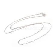 Trendy Unisex Sterling Silver Cable Chains Necklaces, with Spring Ring Clasps, Thin Chain, Platinum, 18 inch, 1mm(X-STER-M034-B-07)