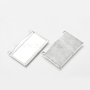 Tibetan Style Rectangle Pendant Cabochon Settings, Antique Silver, Lead Free and Cadmium Free, 49mm long, 31mm wide, 3mm thick, Hole: 2.5mm Tray: 44x22mm(X-LF11213Y)
