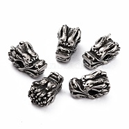 316 Surgical Stainless Steel Beads, Dragon Head, Antique Silver, 11.8x7.5x6.9mm, Hole: 2.3mm(STAS-B011-13AS)