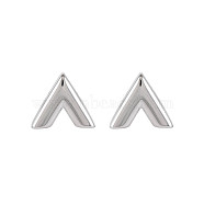 304 Stainless Steel V-shape Stud Earrings, Initial Letter Earrings for Women, Stainless Steel Color, 11x13.5mm, Pin: 0.7mm(EJEW-N016-019P)