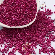 Baking Paint Glass Seed Beads, Cylinder, Fuchsia, 2x1.5mm, Hole: 1mm, about 5599pcs/50g(X-SEED-S042-05B-70)