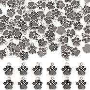 100Pcs Dog Paw Prints Tibetan Style Alloy Pendant Enamel Settings, Antique Silver, 15x12x2mm, Hole: 2mm(FIND-SC0004-30)