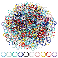 Elite 400Pcs 10 Colors Painted Iron Jump Rings, Open Jump Rings, Textured Round Ring, Mixed Color, 18 Gauge, 11.5x1mm, Inner Diameter: 9.5mm, 40pcs/color(IFIN-PH0001-89)