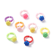 Handmade Flower Polymer Clay Cuff Ring for Teen Girl Women, Mixed Color, US Size 2 1/4(13.4mm)(RJEW-JR00403)