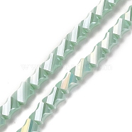 Electroplated Glass Beads Strands, Half Rainbow Plated, Faceted Twist Rectangle, Medium Aquamarine, 10x8x5mm, Hole: 1.2mm, about 50pcs/strand, 21.26''(54cm)(GLAA-G092-A-02)