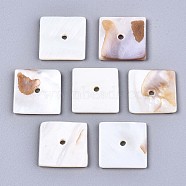 Natural Freshwater Shell Beads, Square, Seashell Color, 20x20x2mm, Hole: 2.5mm(SHEL-S276-109A-01)