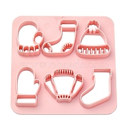 ABS Plastic Cookie Cutters, Christmas Clothes, Pink, 100x100mm(BAKE-YW0001-017)