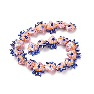 Handmade Porcelain Beads, Fish, Dark Blue, 17~18x21~22x7~7.5mm, Hole: 2mm(PORC-G002-54H)