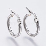 304 Stainless Steel Hoop Earrings, Hypoallergenic Earrings, Ring Shape, Stainless Steel Color, 12 Gauge, 14~16x2mm, Pin: 0.7~1.3x0.68mm(EJEW-F105-12P)