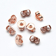 Brass Ear Nuts, Friction Earring Backs for Stud Earrings, Rose Gold, 5x4x2.5mm, Hole: 0.8mm(X-KK-I641-01RG)