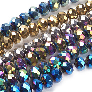 Electroplate Glass Bead Strands, Faceted, Rondelle, Mixed Color, 8x6~7mm, Hole: 1mm, about 68~70pcs/strand, 18.1 inch(EGLA-R080-8mm-M)