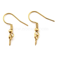 304 Stainless Steel Earring Hooks, Ear Wire with Pinch Bails, Real 18K Gold Plated, 21 Gauge, 25.5mm, Pin: 0.7mm and 1mm(STAS-G310-24G)