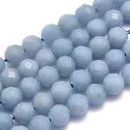 Natural Angelite Beads Strands, Anhydrite Beads, Round, Faceted, Frosted, 5.5mm, Hole: 1mm, about 70pcs/strand, 14.9 inch(38cm)(G-O171-08-5.5mm)