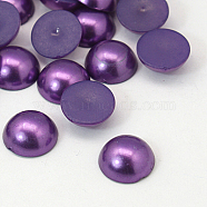 Half Round Domed Imitated Pearl Acrylic Cabochons, Blue Violet, 12x6mm(OACR-H001-1F)