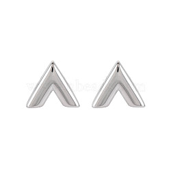 304 Stainless Steel V-shape Stud Earrings, Initial Letter Earrings for Women, Stainless Steel Color, 11x13.5mm, Pin: 0.7mm(EJEW-N016-019P)