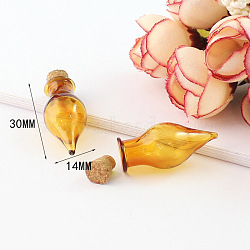 Miniature Glass Bottles, with Cork Stoppers, Empty Wishing Bottles, for Dollhouse Accessories, Jewelry Making, Teardrop Pattern, 30x14mm(MIMO-PW0001-035I)