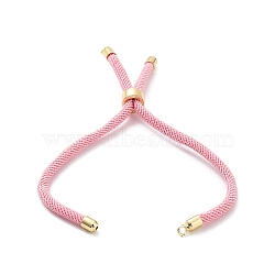 Nylon Twisted Cord Bracelet Making, Slider Bracelet Making, with Eco-Friendly Brass Findings, Round, Golden, Pearl Pink, 8.66~9.06 inch(22~23cm), Hole: 2.8mm, Single Chain Length: about 4.33~4.53 inch(11~11.5cm)(MAK-M025-110)