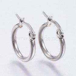 304 Stainless Steel Hoop Earrings, Hypoallergenic Earrings, Ring Shape, Stainless Steel Color, 12 Gauge, 14~16x2mm, Pin: 0.7x1mm(EJEW-F105-12P)