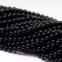 Natural Black Tourmaline Beads Strands, Grade A, Round, 8mm, Hole: 1mm, about 48pcs/strand, 15.7 inch(X-G-P132-16-8mm)
