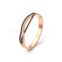Fashionable Stainless Steel Pave Rhinestone Hinged Bangles for Women(LR5423-3)