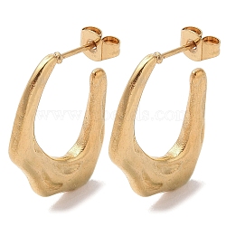 Oval 201 Stainless Steel Half Hoop Earrings for Women, with 304 Stainless Steel Pin, Golden, 25x3mm(EJEW-G385-33G)