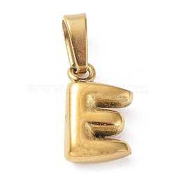 316L Surgical Stainless Steel Charms, Letter Charm, Golden, Letter E, 10x6x2.5mm, Hole: 2.5x4.5mm(STAS-G315-01G-E)