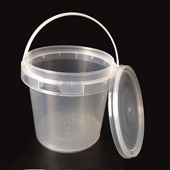 Drum Plastic Buckets, Bead Storage Containers with Lids, Clear, 13x12cm