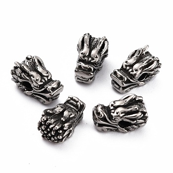 316 Surgical Stainless Steel Beads, Dragon Head, Antique Silver, 11.8x7.5x6.9mm, Hole: 2.3mm